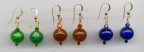 Murano Glass, Round, 12mm, Foil Earrings